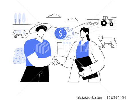 Beginning farmers and ranchers loans isolated cartoon vector illustrations. 128590464