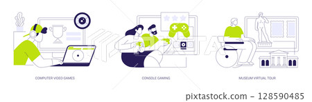 Non-immersive virtual reality isolated cartoon vector illustrations se Non-immersive virtual reality isolated cartoon vector illustrations se 128590485