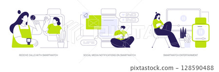 Smartwatch online communication isolated cartoon vector illustrations se 128590488