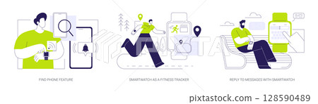 Smartwatch features isolated cartoon vector illustrations se Smartwatch features isolated cartoon vector illustrations se 128590489