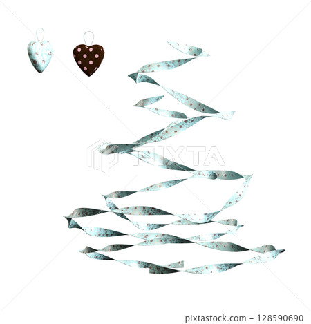 Christmas decorations, New Year's decor, isolate on a transparent background, 3D illustration, cg render Christmas decorations, New Year's decor, isolate on a transparent background, 3D illustration, cg render 128590690