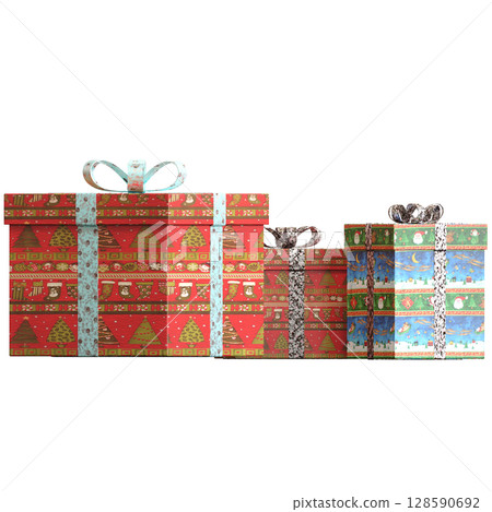 Christmas decorations, New Year's decor, isolate on a transparent background, 3D illustration, cg render Christmas decorations, New Year's decor, isolate on a transparent background, 3D illustration, cg render 128590692