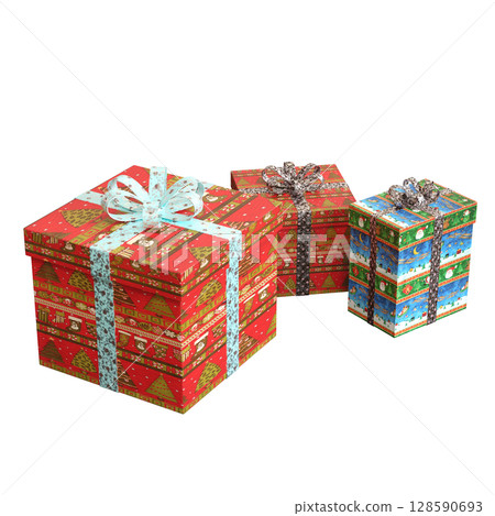 Christmas decorations, New Year's decor, isolate on a transparent background, 3D illustration, cg render 128590693