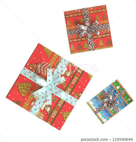 Christmas decorations, New Year's decor, isolate on a transparent background, 3D illustration, cg render Christmas decorations, New Year's decor, isolate on a transparent background, 3D illustration, cg render 128590694