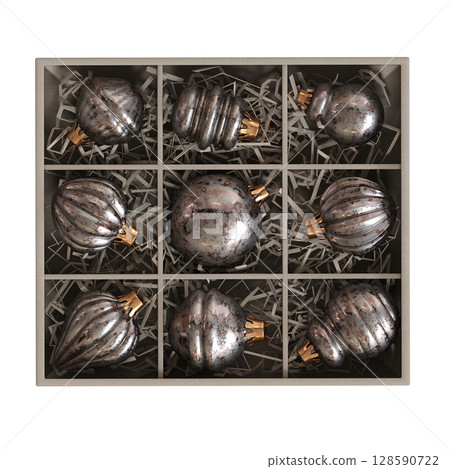Christmas decorations, New Year's decor, isolate on a transparent background, 3D illustration, cg render 128590722