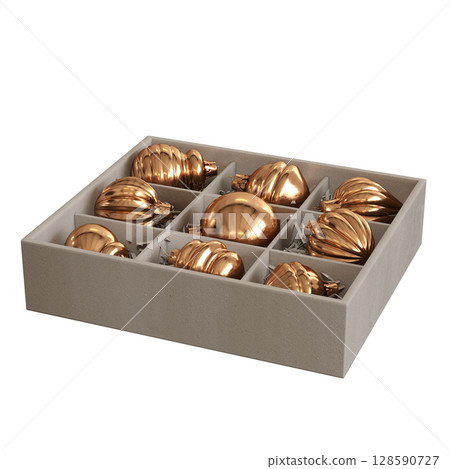 Christmas decorations, New Year's decor, isolate on a transparent background, 3D illustration, cg render Christmas decorations, New Year's decor, isolate on a transparent background, 3D illustration, cg render 128590727