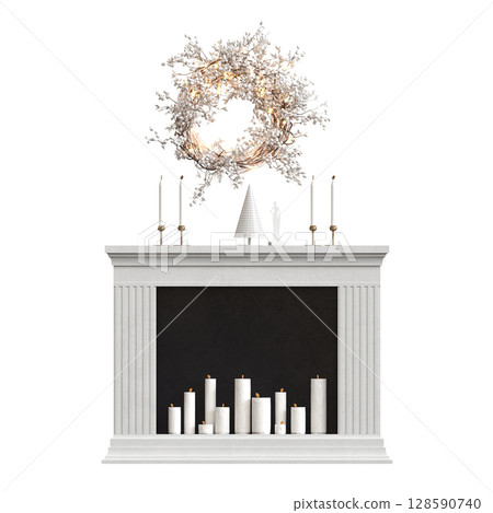 Christmas decorations, New Year's decor, isolate on a transparent background, 3D illustration, cg render 128590740
