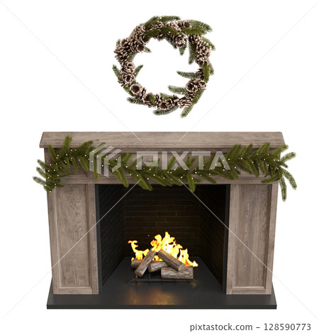 Christmas decorations, New Year's decor, isolate on a transparent background, 3D illustration, cg render Christmas decorations, New Year's decor, isolate on a transparent background, 3D illustration, cg render 128590773