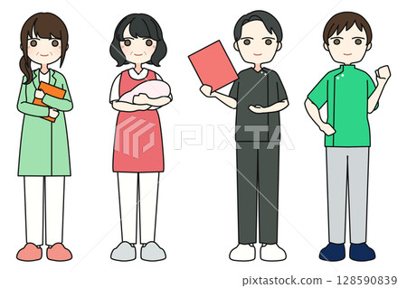 Medical staff male and female 6 128590839