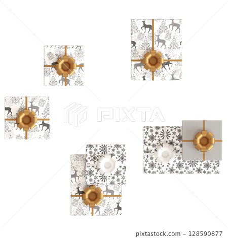 Christmas decorations, New Year's decor, isolate on a transparent background, 3D illustration, cg render Christmas decorations, New Year's decor, isolate on a transparent background, 3D illustration, cg render 128590877