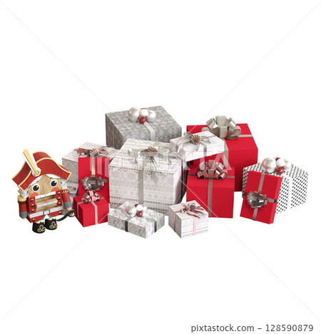 Christmas decorations, New Year's decor, isolate on a transparent background, 3D illustration, cg render Christmas decorations, New Year's decor, isolate on a transparent background, 3D illustration, cg render 128590879