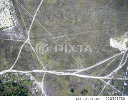 country road, view from above, aerial view 128591780