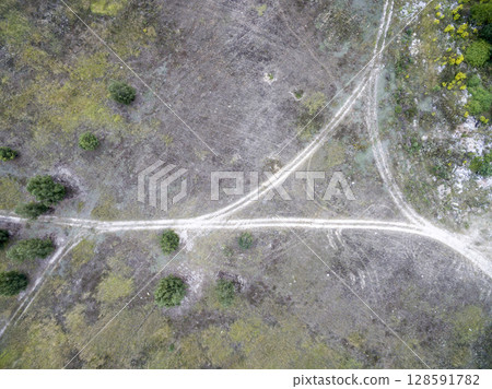 country road, view from above, aerial view 128591782