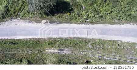 country road, view from above, aerial view 128591790