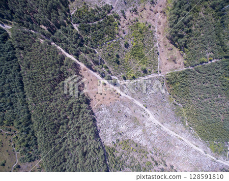 country road, view from above, aerial view 128591810