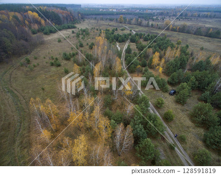 country road, view from above, aerial view country road, view from above, aerial view 128591819