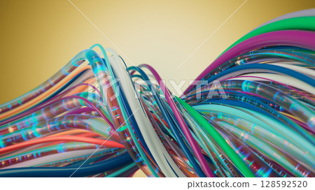 Abstract Colorful Wires Representing Data Flow and Connectivity 128592520