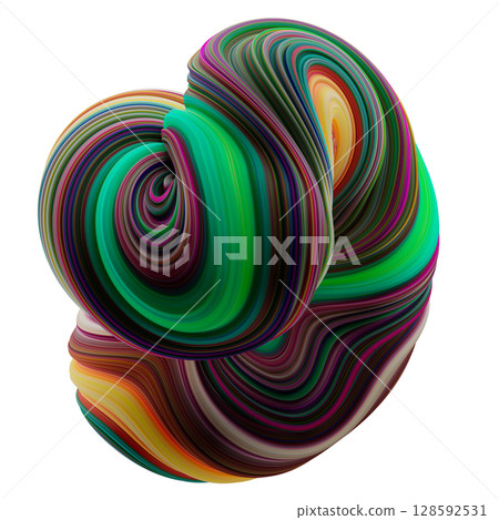 Abstract Swirled Torus With Vibrant Reds and Greens Abstract Swirled Torus With Vibrant Reds and Greens 128592531
