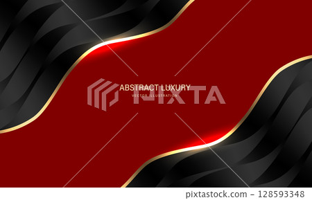 Abstract gold ribbon black metallic curve texture overlap on red blank space luxury background vector Abstract gold ribbon black metallic curve texture overlap on red blank space luxury background vector 128593348