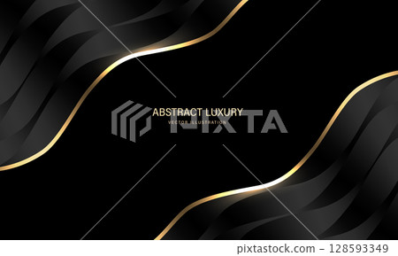 Abstract gold ribbon black metallic curve texture overlap on blank space luxury background vector Abstract gold ribbon black metallic curve texture overlap on blank space luxury background vector 128593349