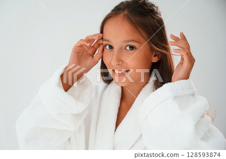 Conception of beauty and self care. Young girl is in the studio 128593874