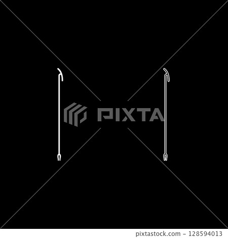 Egyptian scepter Uas set icon white color vector illustration image solid fill outline contour line thin flat style Egyptian scepter Uas set icon white color vector illustration image solid fill outline contour line thin flat style 128594013