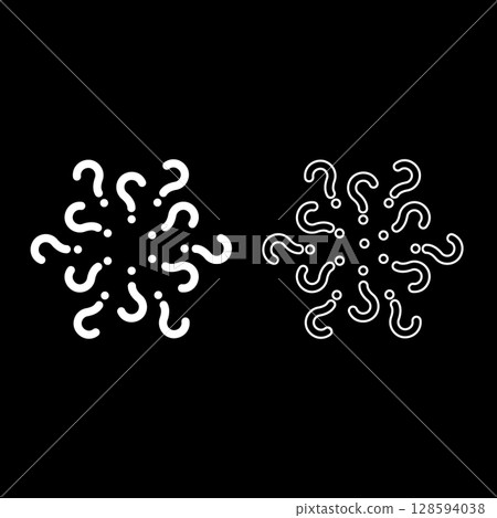 Signs of questions Sign question set icon white color vector illustration image solid fill outline contour line thin flat style Signs of questions Sign question set icon white color vector illustration image solid fill outline contour line thin flat style 128594038