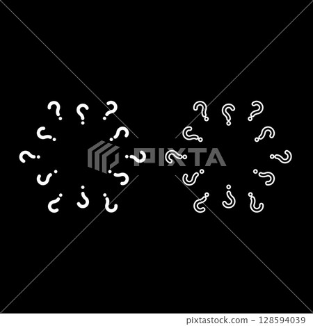 Signs of questions Sign question set icon white color vector illustration image solid fill outline contour line thin flat style Signs of questions Sign question set icon white color vector illustration image solid fill outline contour line thin flat style 128594039