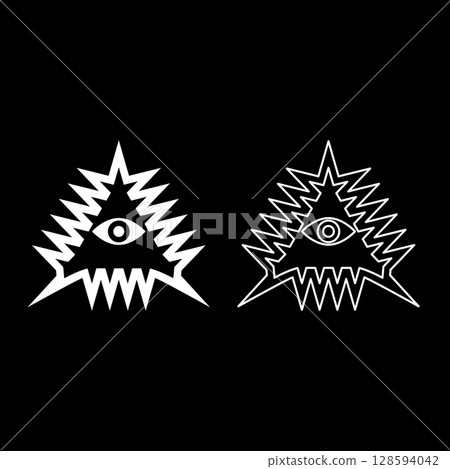 Mason symbol occult emblem of masonic Illuminati triangle all seeing eye of vision providence sacred sign in pyramid in triangle secret concept set icon white color vector illustration image solid Mason symbol occult emblem of masonic Illuminati triangle all seeing eye of vision providence sacred sign in pyramid in triangle secret concept set icon white color vector illustration image solid 128594042