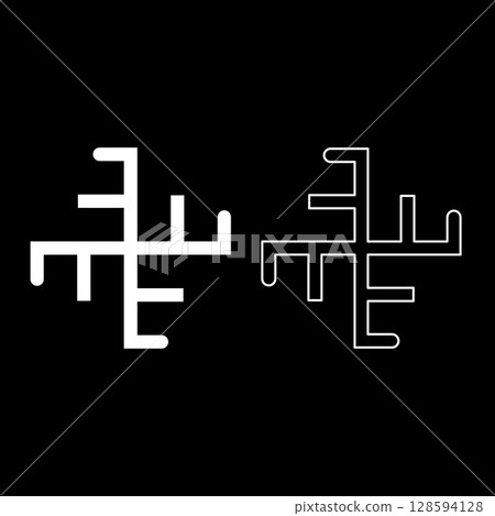 Heavenly cross symbol sign slavic pagan set icon white color vector illustration image solid fill outline contour line thin flat style Heavenly cross symbol sign slavic pagan set icon white color vector illustration image solid fill outline contour line thin flat style 128594128