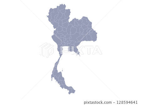 泰王國灰色行政區劃圖(泰國地圖) 泰王國灰色行政區劃圖(泰國地圖) 128594641