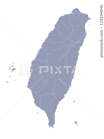 台灣灰色行政區畫圖(台灣地圖) 台灣灰色行政區畫圖(台灣地圖) 128594642