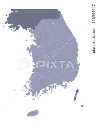 Gray administrative division map of South Korea (Map of South Korea) Gray administrative division map of South Korea (Map of South Korea) 128594647