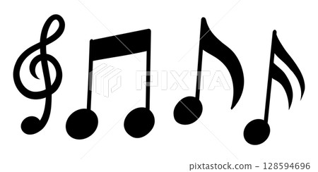 Musical notes, melody, treble clef, simple icon set 128594696