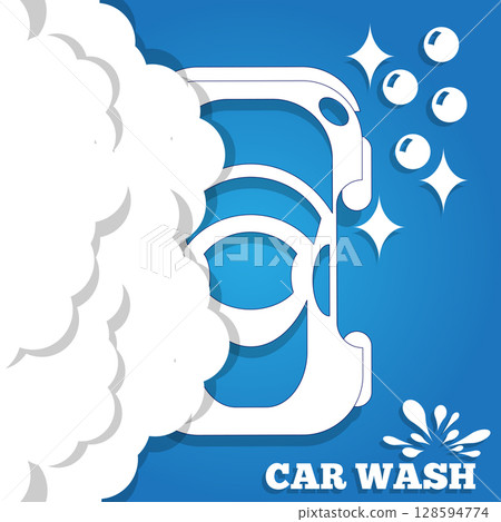 Car wash. View from above. Vector illustration. 128594774