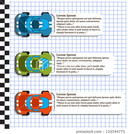 Race car infographics. View from above. Design Template. Vector illustration. 128594775