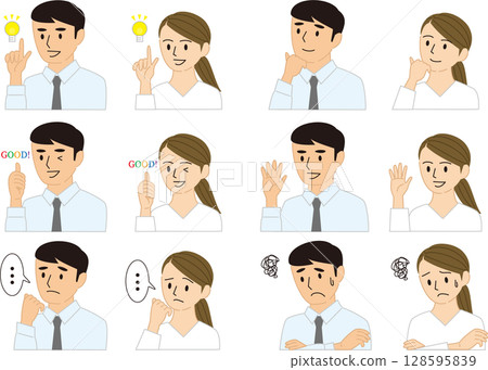 商業:面部表情男人和女人 商業:面部表情男人和女人 128595839