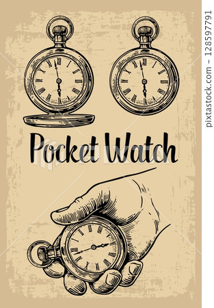 Male hand holding antique pocket watch hold hand 128597791