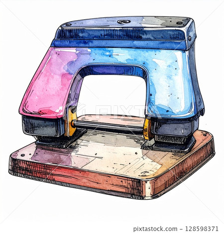 Vintage Watercolor Hole Punch Illustration 128598371
