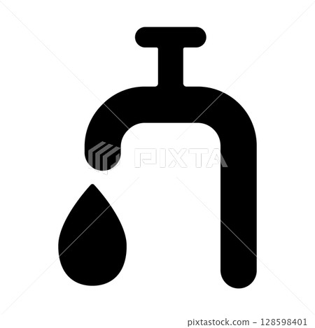 水龍頭圖示與流水 128598401
