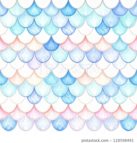 Pastel Mermaid Scales Seamless Pattern 128598491