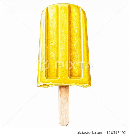 Yellow Popsicle on Wooden Stick 128598492