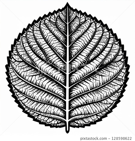 Detailed Black And White Leaf Illustration 128598622