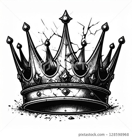 Cracked Black Crown on White Background 128598968