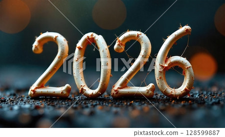 Creative 2026 New Year Celebration Background Wallpaper. Conceptual Years Ahead Design 128599887