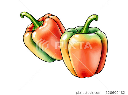 Watercolor vector illustration of a pepper. 128600482