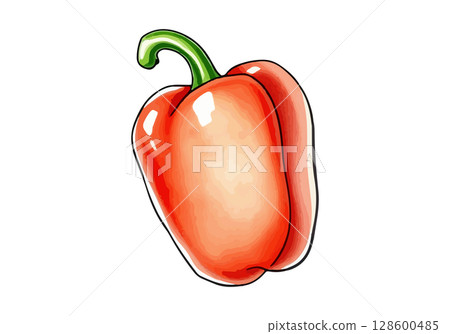 Watercolor vector illustration of a pepper. 128600485