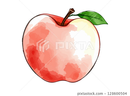 Watercolor vector illustration of an apple. 128600504