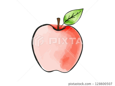 Watercolor vector illustration of an apple. 128600507
