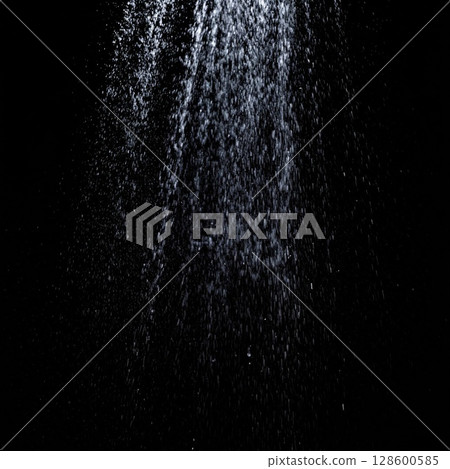 Water Spray Drops on Black Background 128600585